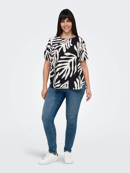 Only Carmakoma CARVICA LIFE SS TOP Blauw Printed
