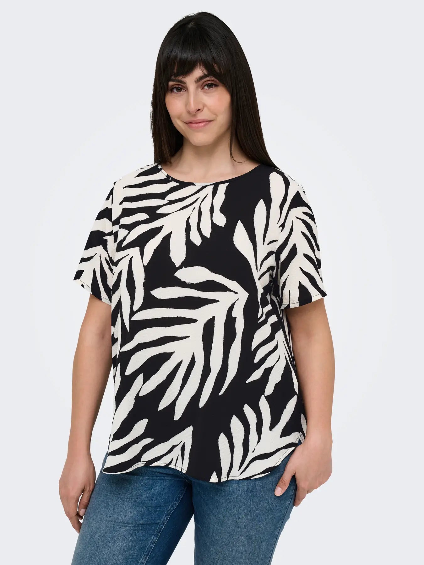 Only Carmakoma CARVICA LIFE SS TOP Blauw Printed
