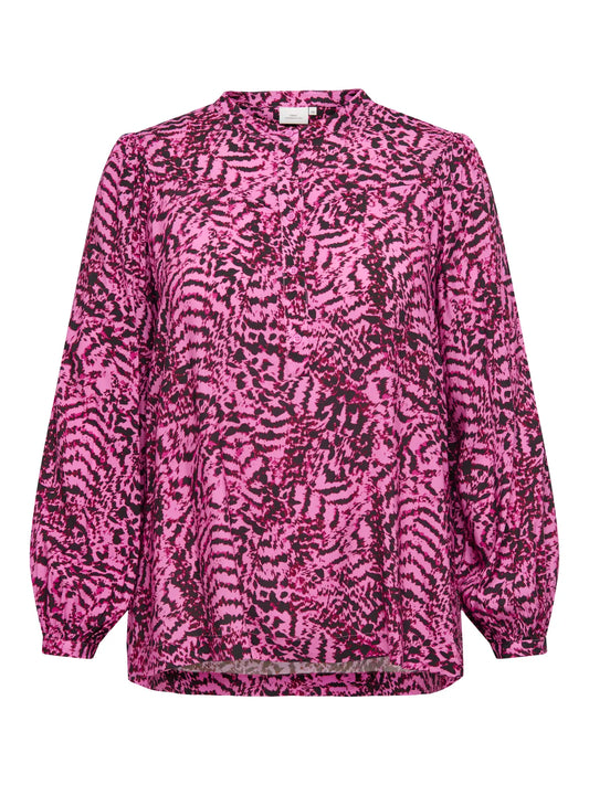 ONLY CARMAKOMA CARKLIA LIFE L/S O-NECK TOP AOP