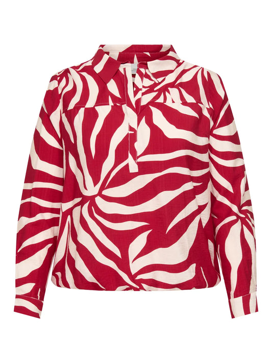 ONLY CARMAKOMA CARCAMILLE L/S V-NECK BLOUSE AOP