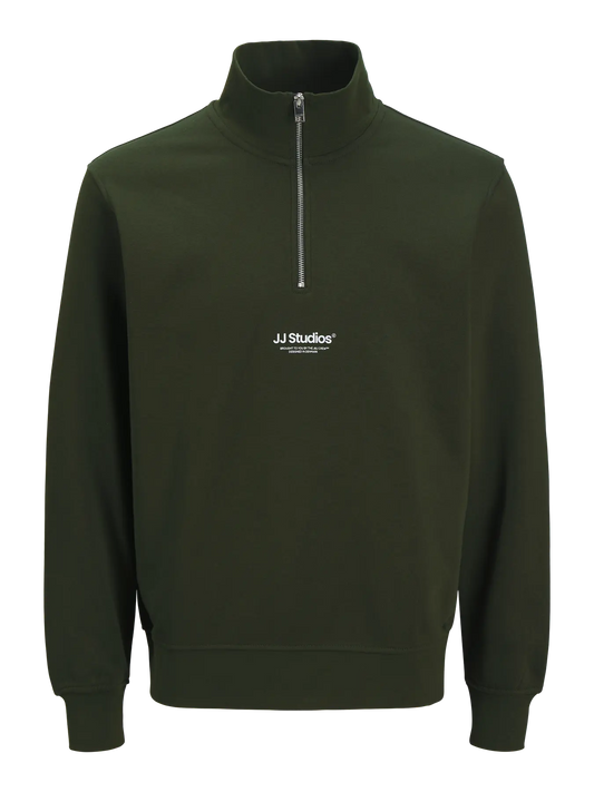 JJESOHO SWEAT QUARTER ZIP HN NOOS GROEN