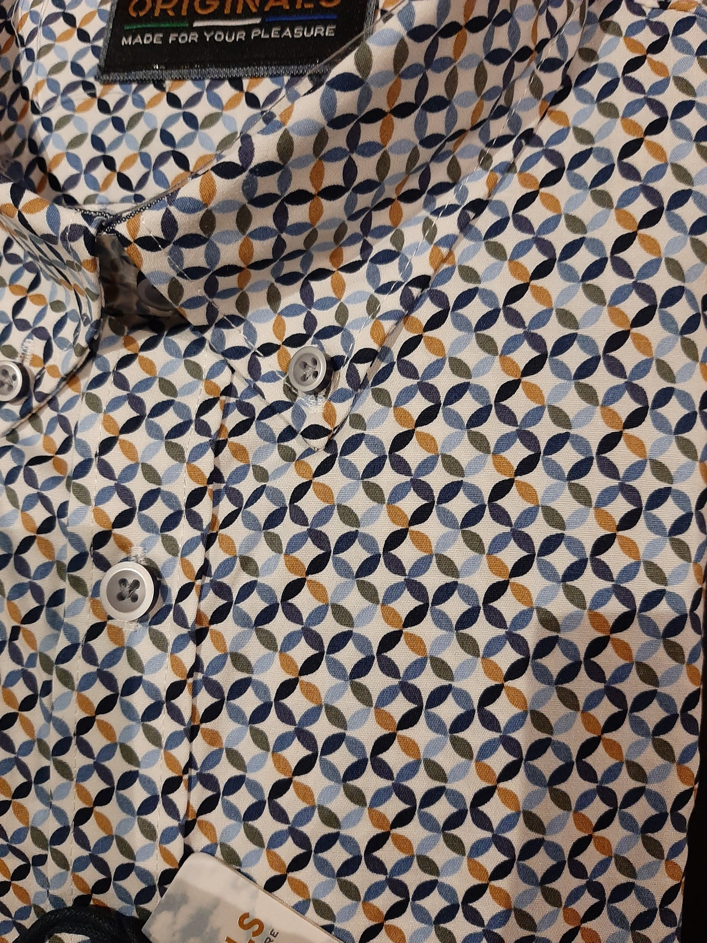 GCM Overhemd Lichtblauw/grijs/oranje