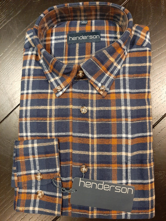 GCM Henderson overhemd blauw/oranje geblokt